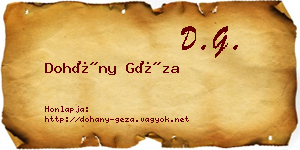 Dohány Géza névjegykártya